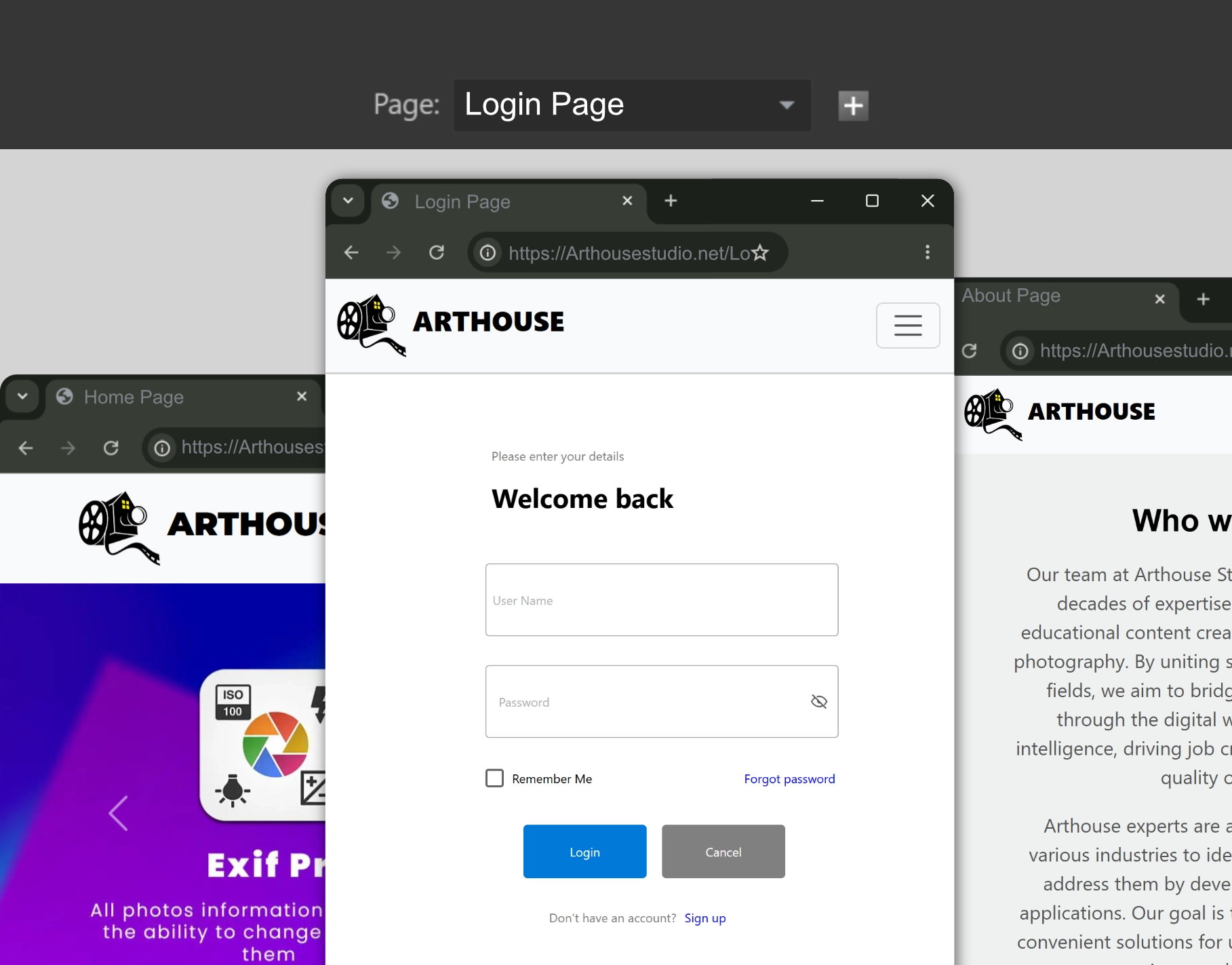 Multiple page website builder preview